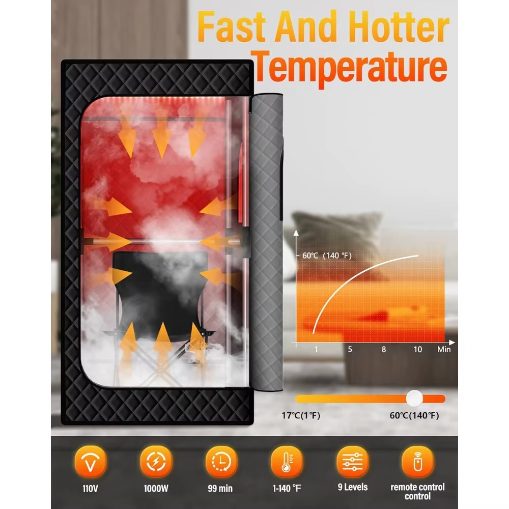 Magazaw infrared sauna box with remote control, fast heating, and adjustable temperature settings