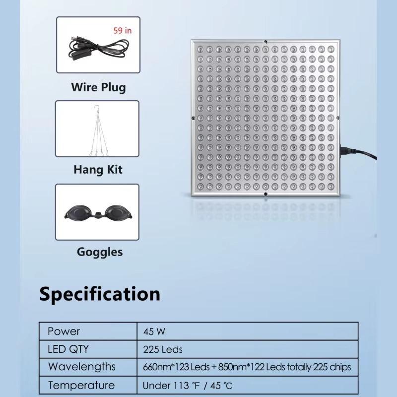 Magazaw LED red light therapy panel with 225 LEDs for effective skin treatment and wellness