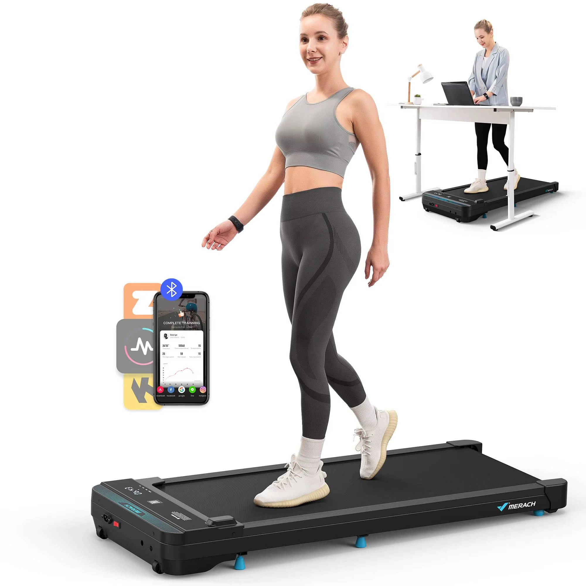 Magazaw™ 2-in-1 treadmill for home suitable for walking and working at a standing desk