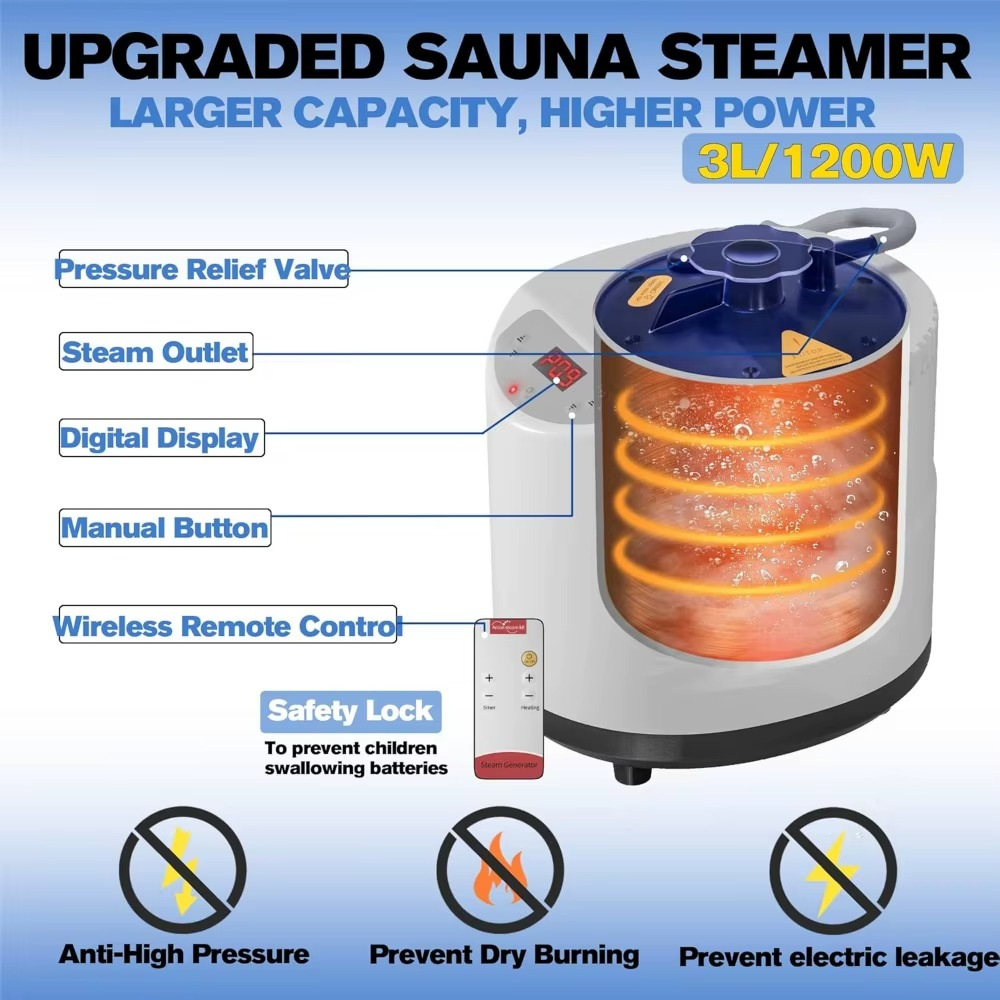 Magazaw portable home sauna steamer with 3L capacity and digital display for enhanced relaxation