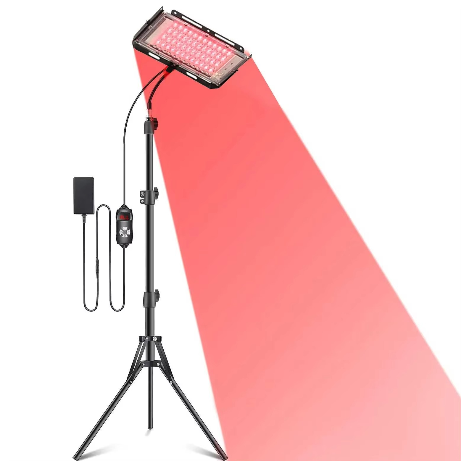 Magazaw red light therapy lamp on a stand with adjustable height for skin and wellness treatments
