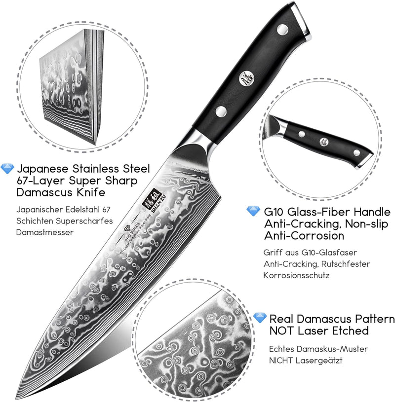 Damascus Chef Knife 8 Inch Japanese Steel 67 Layers Kitchen - Magazaw - World