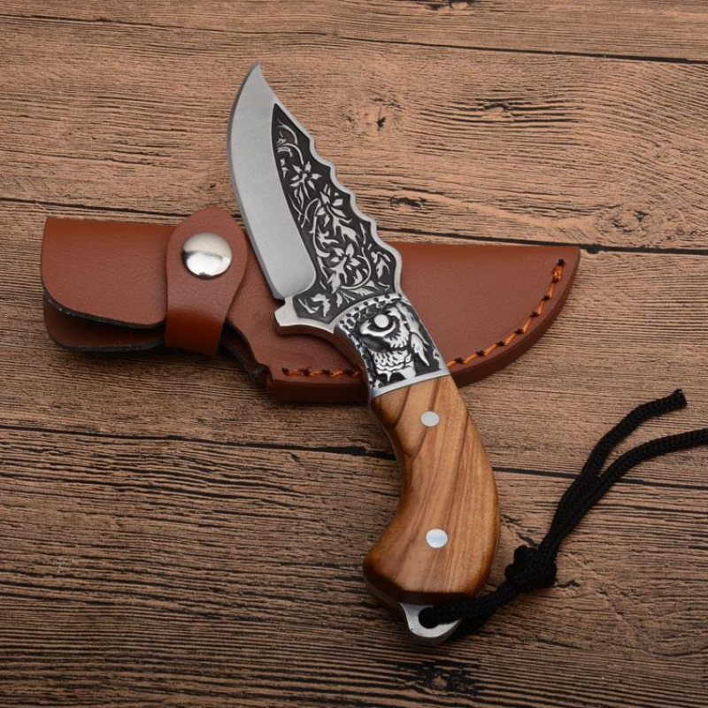 Fixed Blade Hunting Knife 440C Satin Blade Full Tang Wood Handle - Magazaw - World