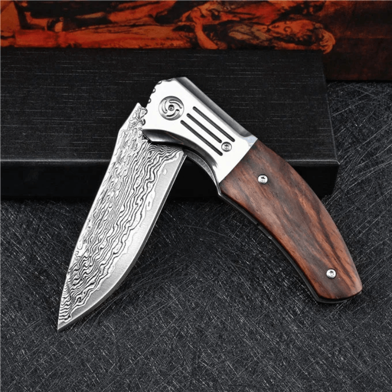 Folding Knife VG10 Damascus Rosewood + Stainless Steels Handle - Magazaw™ - World