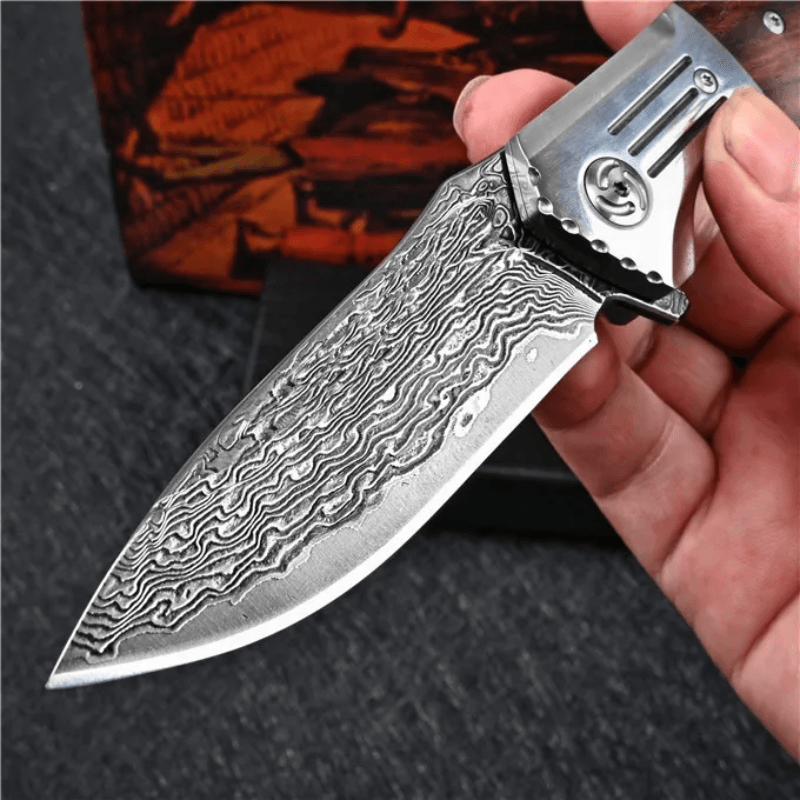 Folding Knife VG10 Damascus Rosewood + Stainless Steels Handle - Magazaw™ - World