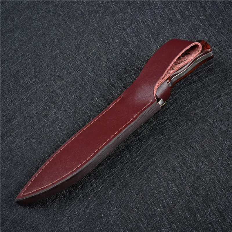 High Quality Straight Knife Rosewood Handle Fixed Blade With Leather Sheath - Magazaw™
