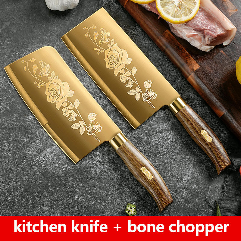 Luxury Gold Kitchen Knife Set Stainless Steel Blade with Golden Titanium - Magazaw - World