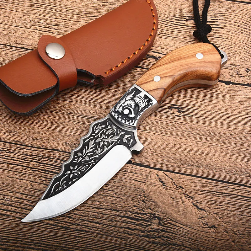 Small Fixed Blade Hunting Knife Wood Handle - Magazaw™